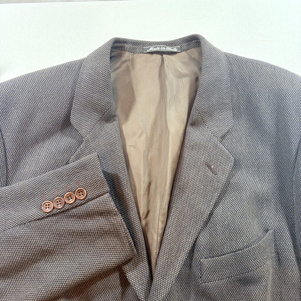 Calvin Klein Collection Blazer Mens 44R Brown Wool Elbow Patch Sport Coat Italy